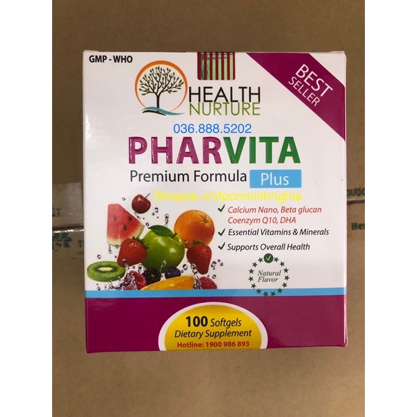 PHARVITA PLUS bổ sung Vitamin và khoáng chất cần thiết cho cơ thể - Hộp 100 viên