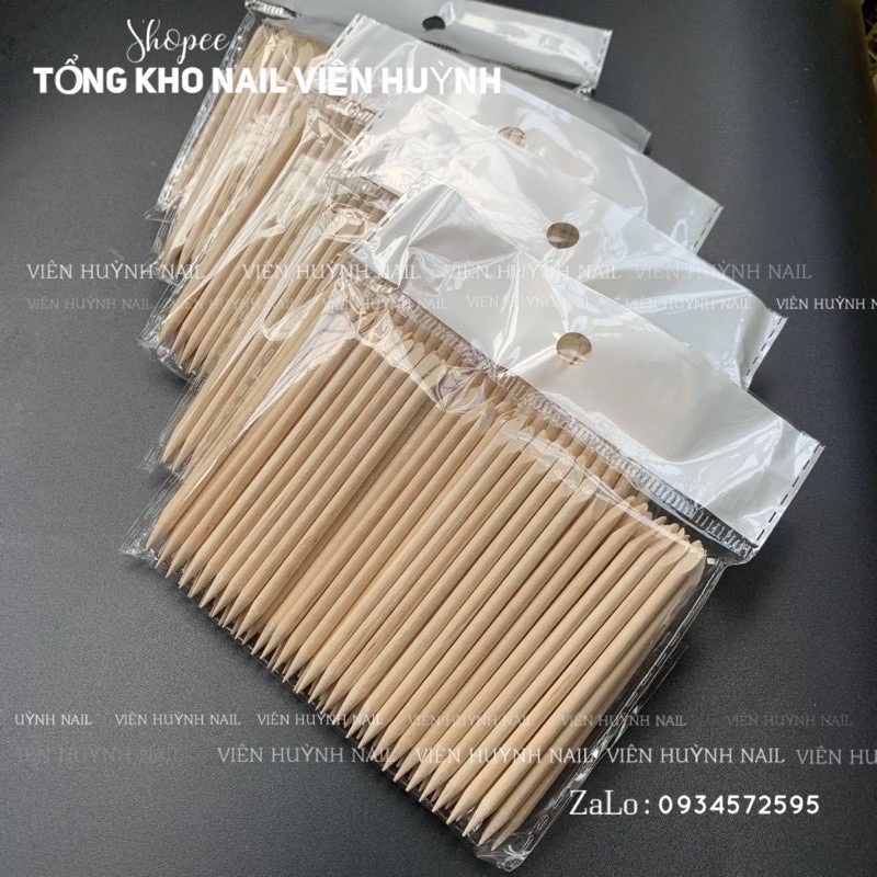 Que gỗ làm nail , túi 100 cây que gỗ đẩy da , tháo móng , dụng cụ nailbox
