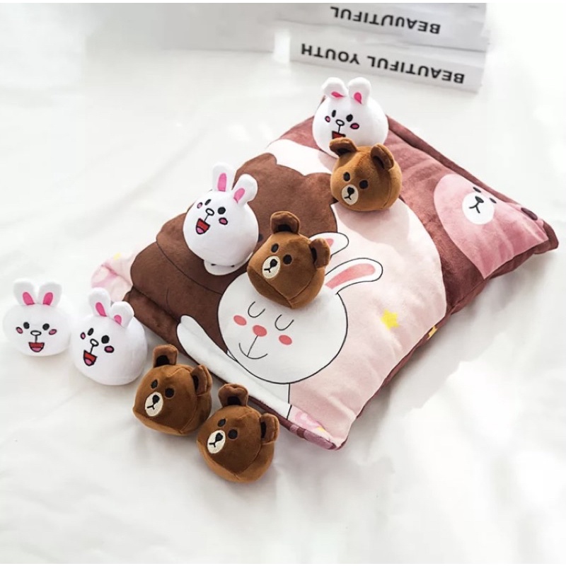 Túi gối pudding gấu thỏ bông dễ thương mẫu Gấu Thỏ Brown Cony Line