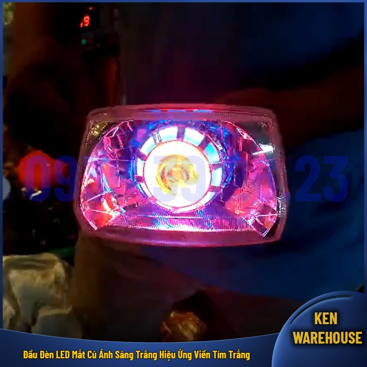 Đầu đèn LED xe DREAM mắt cú ánh sáng Trắng với hiệu ứng viền Tím Trắng 12V bảo hành 6 tháng 1 đổi 1 - KEN warehouse