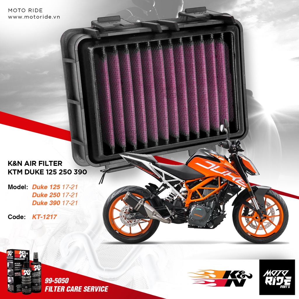 K&amp;N KT-1217 LỌC GIÓ ĐỘ CHO KTM DUKE 125 / 250 / 390