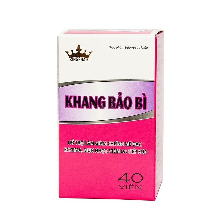 KHANG BẢO BÌ Kingphar -Hộp 40 viên -Dùng cho các trường hợp bị mề đay, mẩn ngứa, dị ứng, viêm da