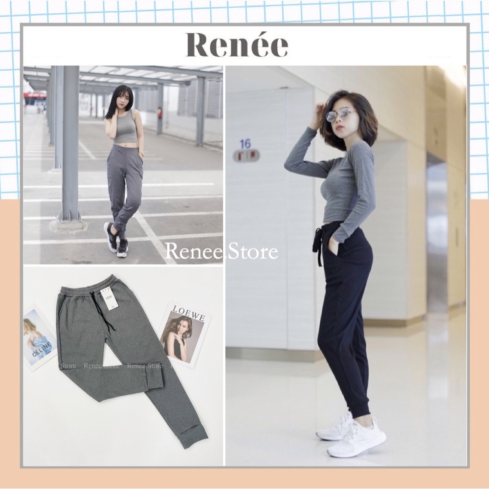 Quần Jogger RENEE Cao Cấp - Quần Jogger Nữ Len Tăm Bo Gấu Thể Thao Cá Tính Chất Co Giãn - D02