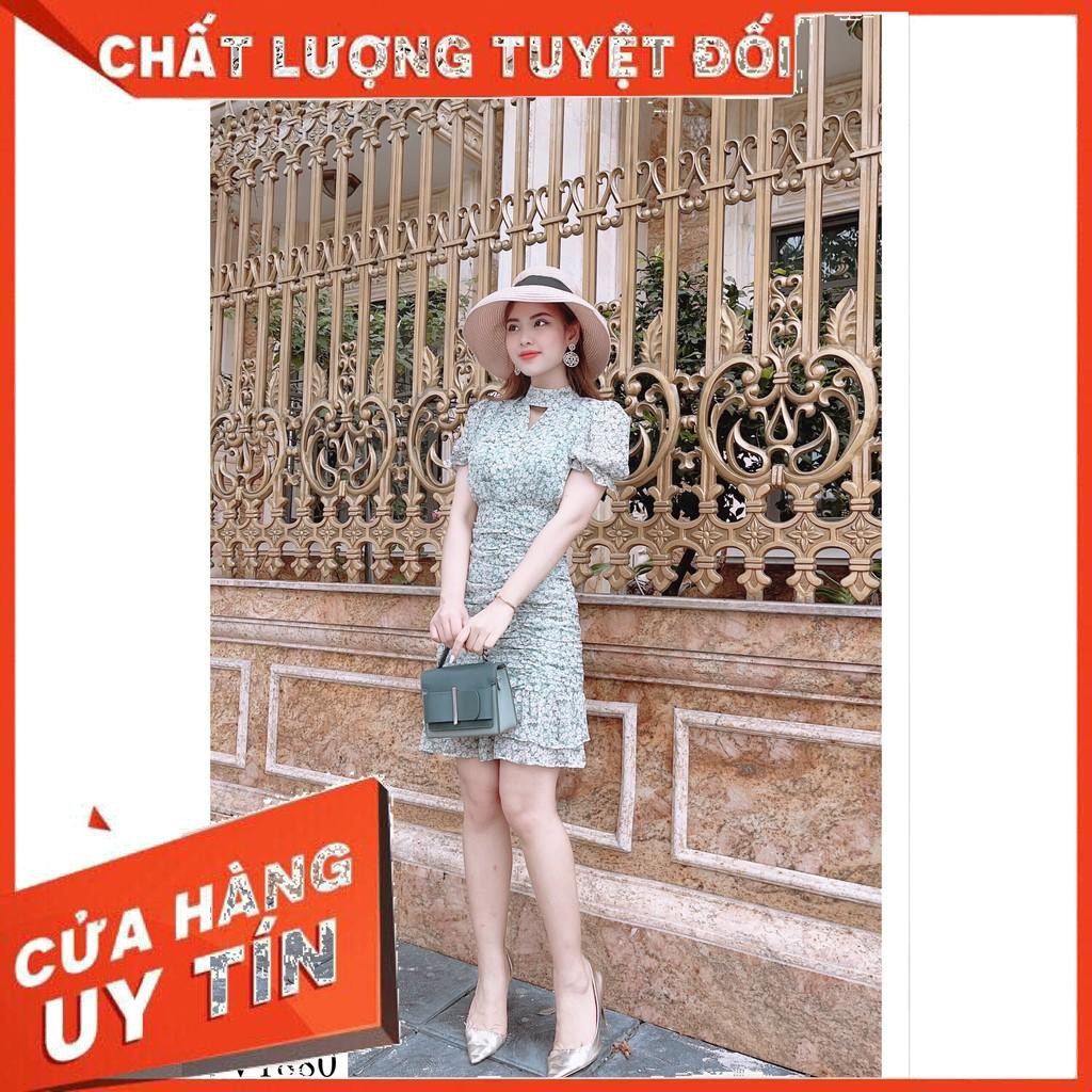 Váy xanh hoa nhí V1880 - Chuẩn Đẹp Shop DVC (Kèm ảnh thật trải sàn do shop tự chụp)