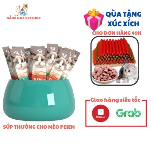 Súp thưởng cho mèo, súp thưởng Peien đầy đủ dinh dưỡng 3 vị từ cá ngừ, cá hồi, thịt gà