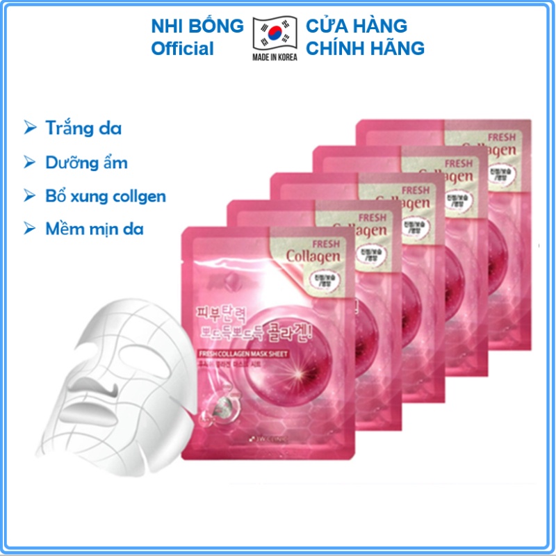 Mặt nạ collagen - Mặt nạ gấy dưỡng da chiết xuất từ Collagen 3W Clinic Hàn Quốc [Combo 10 Túi / Hàng Nhập Khẩu Hàn Quốc]