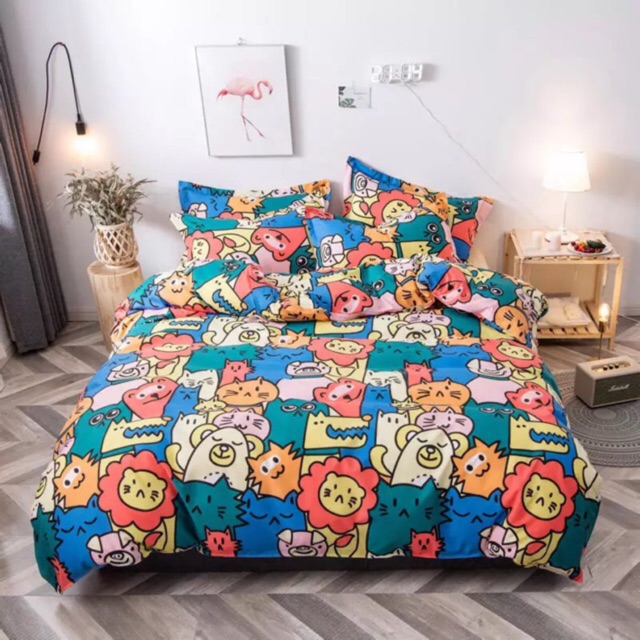 Bộ chăn ga gối coton poly Emmidecor cao cấp - mẫu rừng thú giá tốt