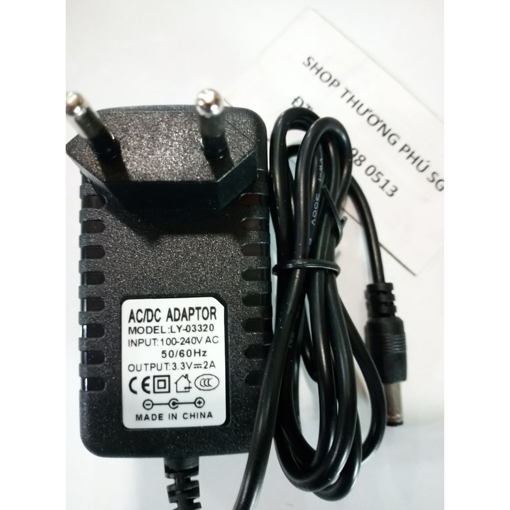 Bộ sạc nguồn Adapter AC-DC: 3.3V - 2A - Đầu Lớn - Chuẩn cắm 5.5mm