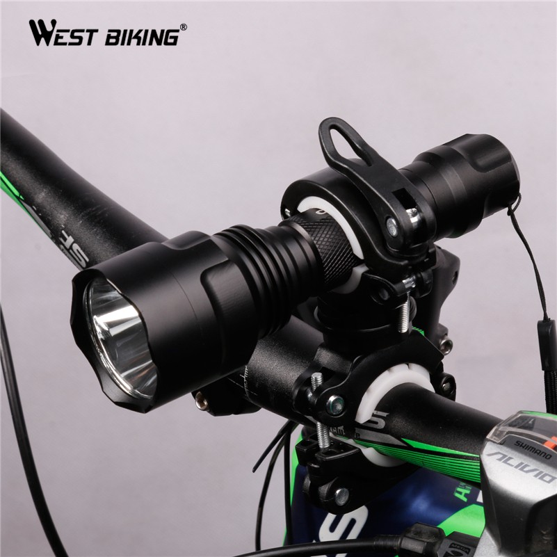 Kẹp Đèn Pin WEST BIKING Gắn Tay Cầm Xe Đạp 2 Móc Kẹp Có Thể Xoay Tiện Dụng