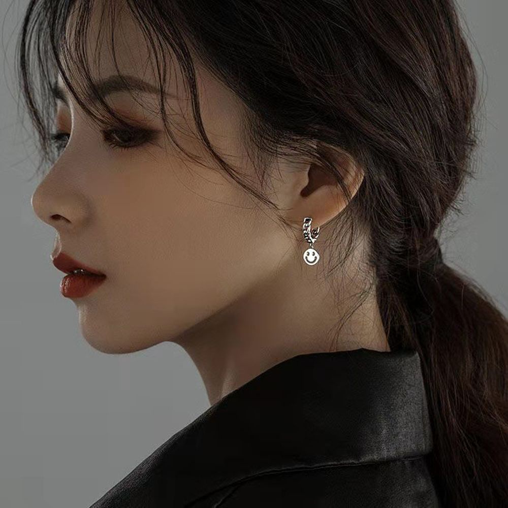 Khuyên tai vòng tròn bằng đồng màu trơn phong cách cổ điển thời trang Hàn Quốc cho nữ