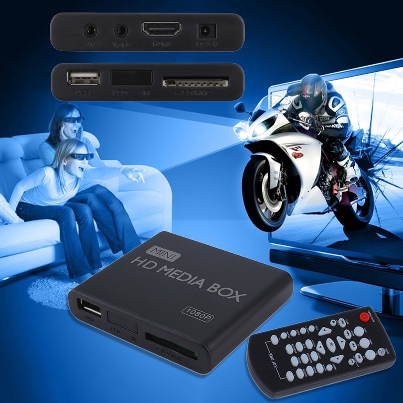 Đầu Media Box mini full 1080p HD MPEG/MKV/H.264 HDMI AV USB + Remote