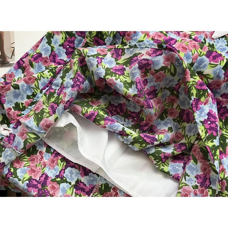 Đầm Hoa Nhí Cổ Lá Vintage Xòe Nhẹ Cực Trend (kèm hình chi tiết vải 2 lớp tự chụp) | BigBuy360 - bigbuy360.vn
