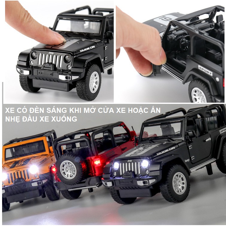 Xe mô hình ô tô Jeep bằng kim loại tỉ lệ 1:32 có âm thanh , đèn và mở các cửa