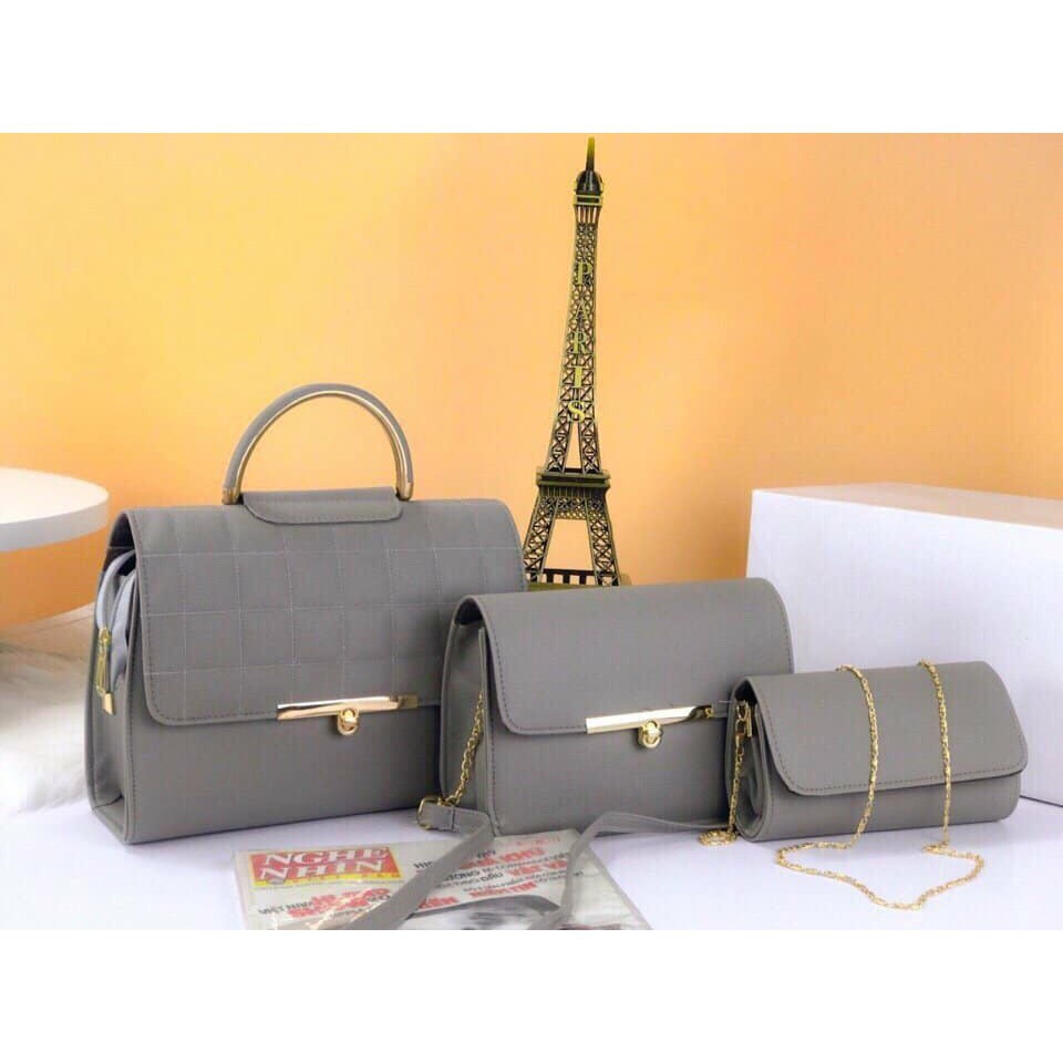 Combo bộ 3 túi xách nữ giá rẻ đẹp, túi xách nữ thời trang, túi xách nữ công sở, túi xách nữ siêu hot XOAY01