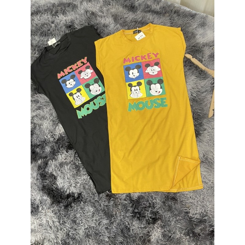 [ Mã FAMAYWA2 giảm 10K đơn 50K] Váy suông - Đầm suông tay hến in chữ miccky mouse from rộng | BigBuy360 - bigbuy360.vn