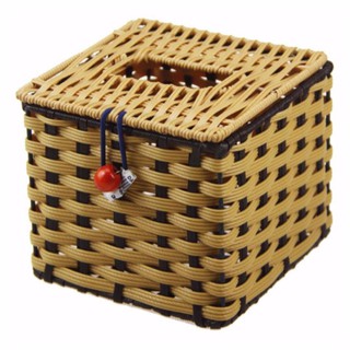 Giỏ nhựa giả mây đựng giấy ăn nhựa vuông có nắp đậy Rẻ - CoLe