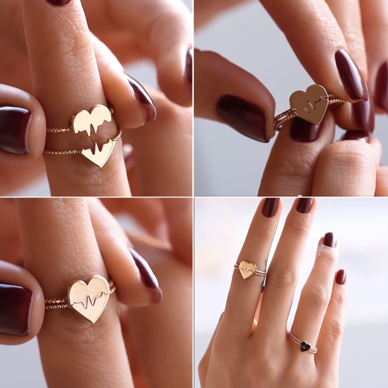 Set 2 NhẫN HìNh TráI Tim Cho CặP Đôi