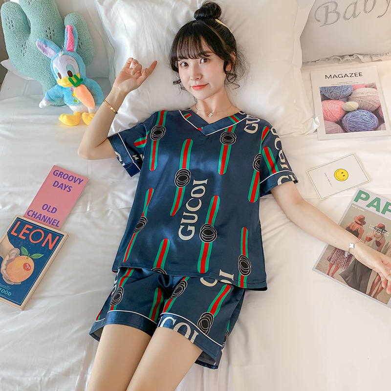 Bộ Đồ Ngủ Vải Lụa Satin In Họa Tiết Trái Cây Dễ Thương Cho Nữ Size M-5Xl