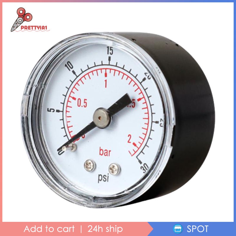 Đồng Hồ Đo Áp Suất Thủy Lực Bằng Kim Loại Prettyia1 (0-30 PSI 0-2) Cho Không Khí / Dầu / Nước