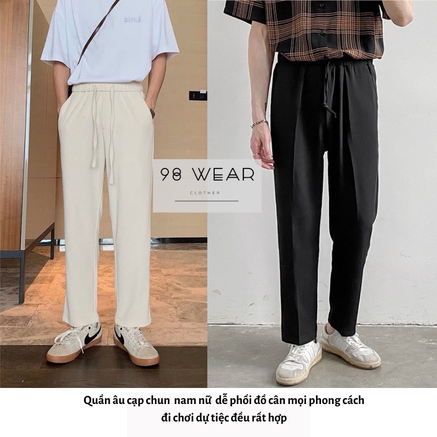 Quần âu nam cạp chun 98WEAR công sở Hàn Quốc ống suông, quần baggy ống rộng dáng âu phong cách