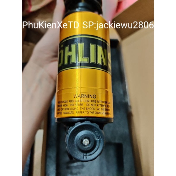 Phuộc 2 cây lò xo đen tem Ohlins/RCB vàng gắn AB Nouvo4 5 6 NVX PCX