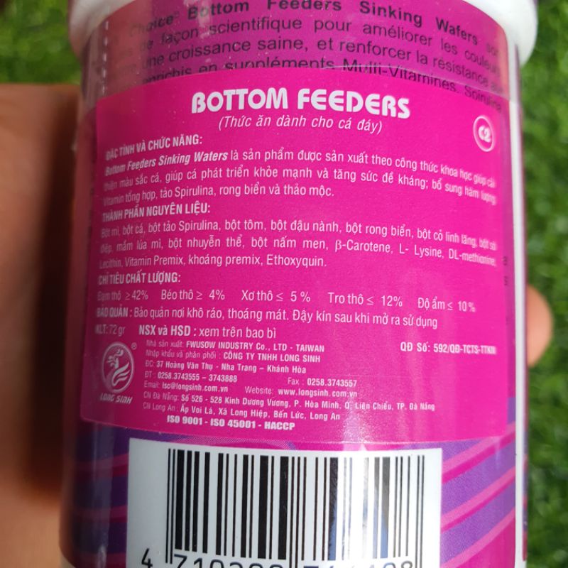 Cám Cá Tầng Đáy  BOTTOM 72gr ( viên chìm 1cm) -Thức ăn cho cá cảnh giá rẻ