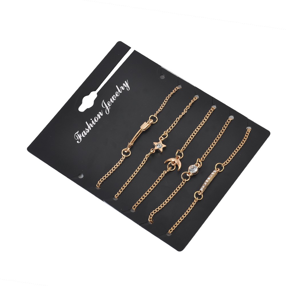 Set 5/6 vòng tay nhiều mặt khác nhau bằng hợp kim đính đá cho nữ