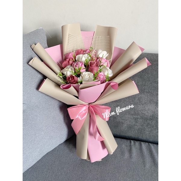 Bó hoa hồng sáp phối 15b siêu đẹp ( đặt làm theo yêu cầu )