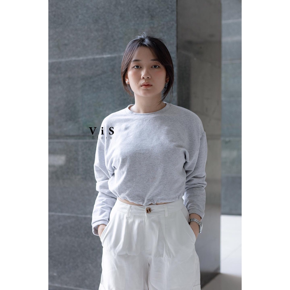 ÁO CROPTOP NỈ NỮ TAY DÀI