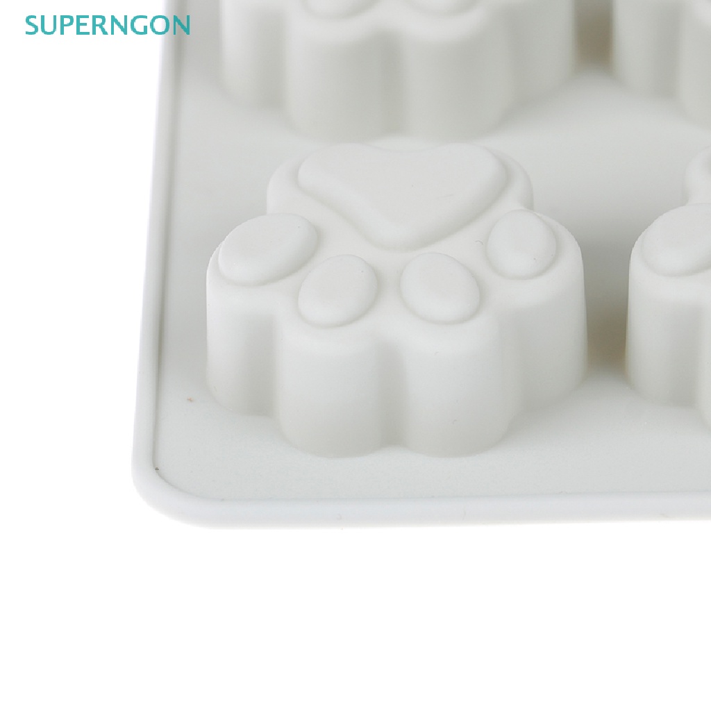 Khuôn Silicone 10 Ngăn Tạo Hình Dấu Chân Mèo Trang Trí Bánh