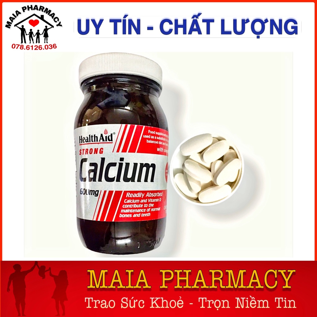 [NHẬP KHẨU ANH QUỐC] Canxi Tăng Chiều Cao, Chống Loãng Xương HEALTH AID STRONG CALCIUM 600mg- 60Viên