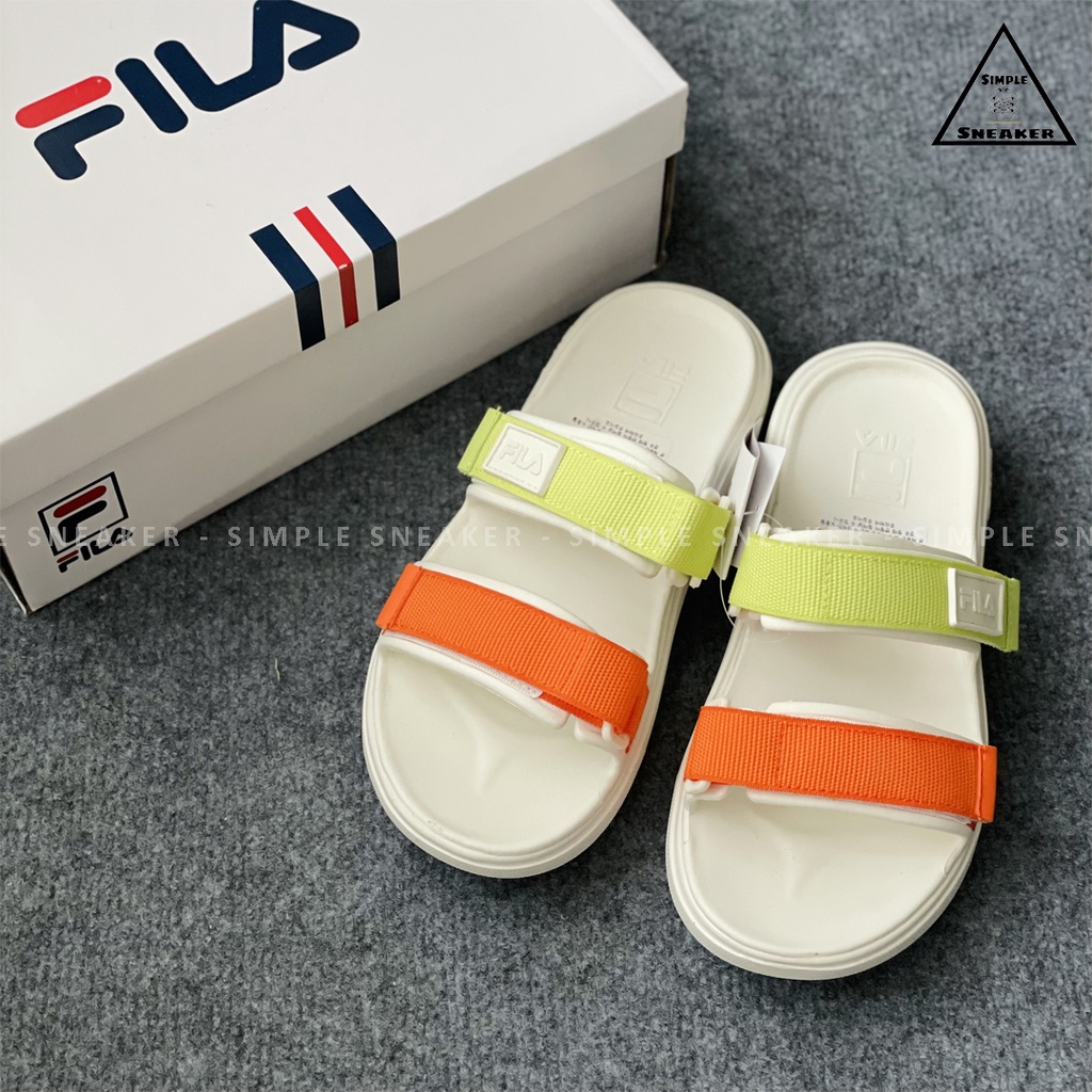 Dép Sandal Fila Pong Chính Hãng 🔴SIMPLE SNEAKER🔴 Sandal Fila Pong Cream Orange Dép Quai Ngang Nam Nữ