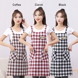 ONLY HOUSE Tạp Dề Bằng cotton Lanh Chống Bẩn In Caro Dễ Thương Cho Nữ