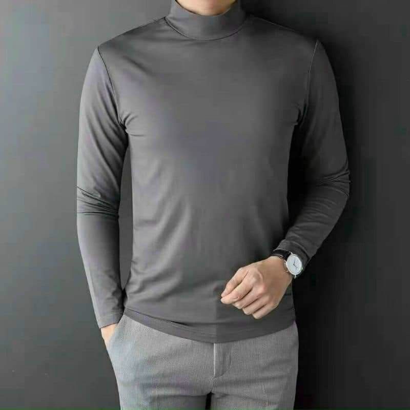 Áo giữ nhiệt áo thun nam dài tay cổ cao 5 phân giữ ấm, lót chất nỉ dày dặn -JUST MEN