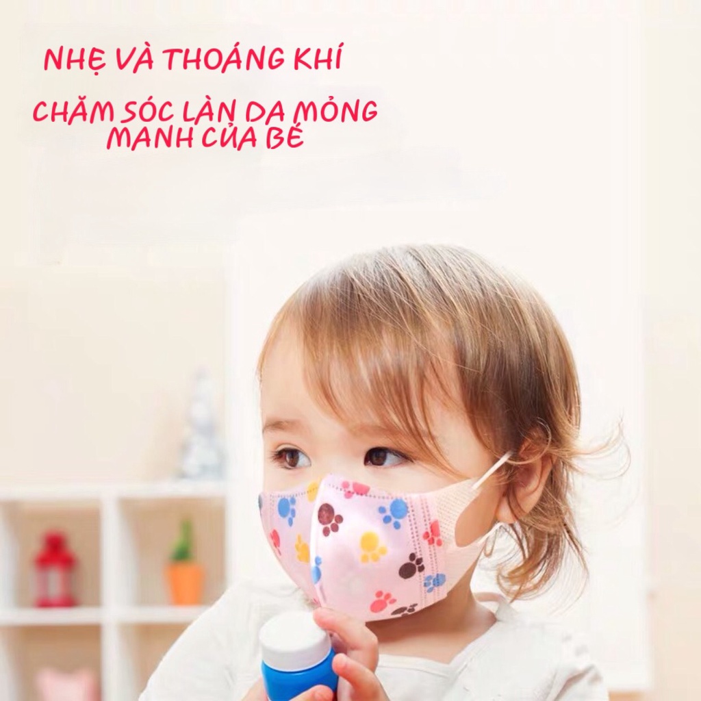 Combo 5 chiếc khẩu trang 3D hoạt hình ngộ nghĩnh cho bé từ 03 tháng tuổi babyland