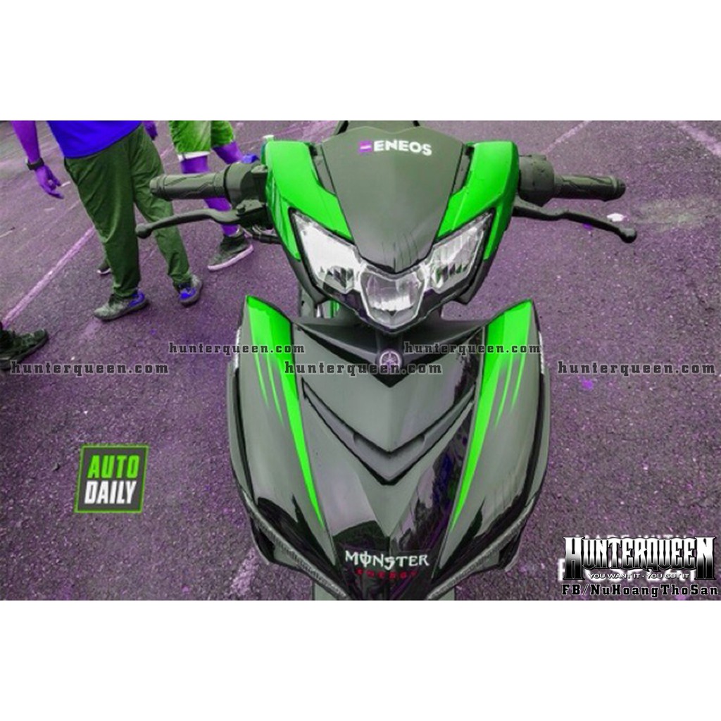 Tem xe Exciter 150 Monster, dán xe đen, tem xanh lá