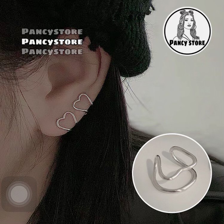 kẹp tai bông tai titan trái tim không cần xỏ lỗ không gỉ unisex cho nam và nữ