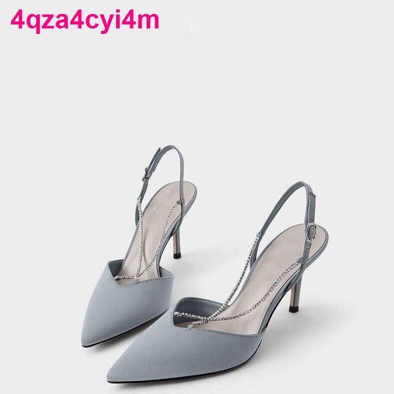 CK2021 nhỏ sản phẩm mới mùa xuân và hè giày nữ dây chuyền nhẫn kim cương đeo cao gót mũi nhọn thời trang đơn [phá .