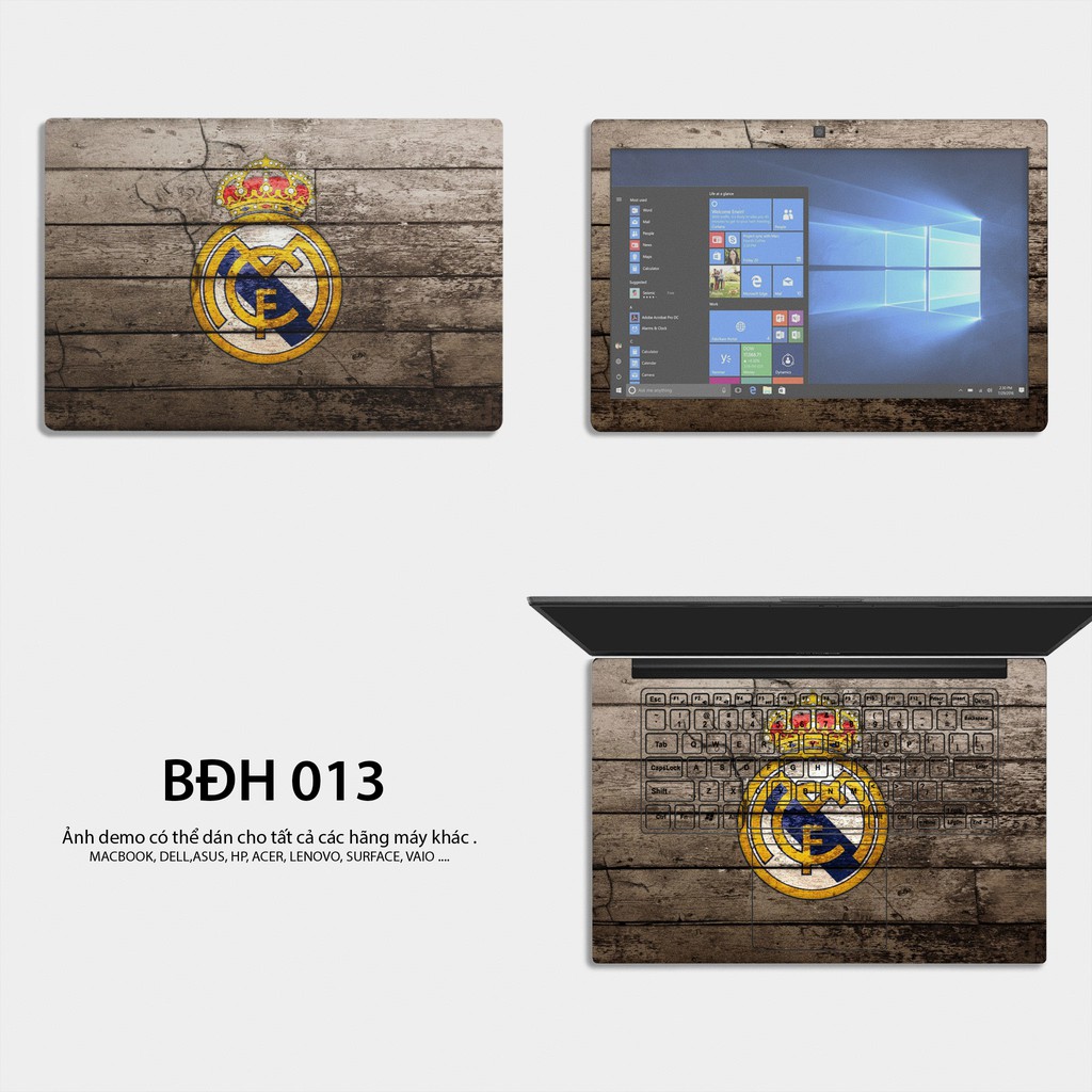 Bộ skin dán laptop mẫu Logo Real Madrid / Có decal dán cho tất cả các hãng máy tính