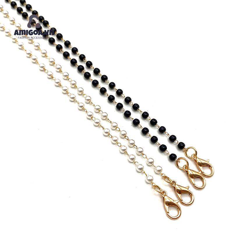 ✨✨Dây Xích Kim Loại Đính Ngọc Trai Chống Trượt Đeo Kính