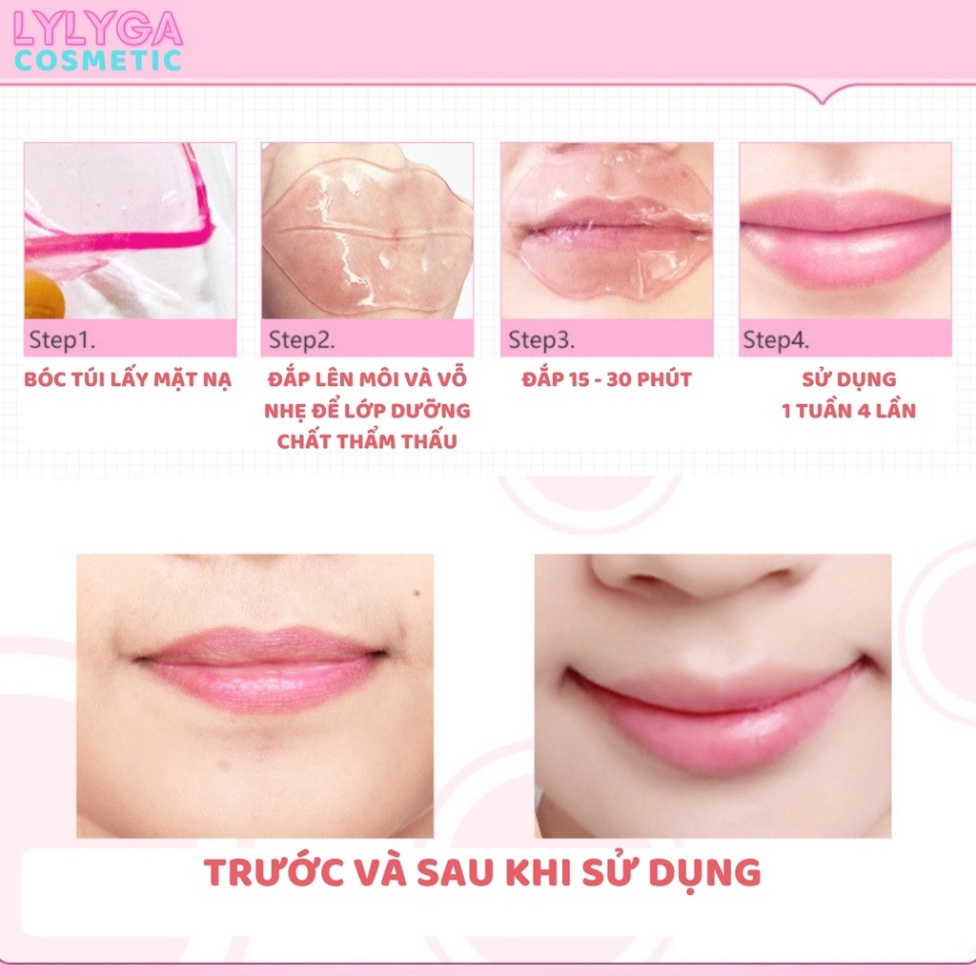 Mặt nạ môi BIOAQUA Collagen 8G 1 miếng giảm thâm hiệu quả mặt nạ ngủ cho môi ban đêm giúp môi mềm mịn căng bóng MN04