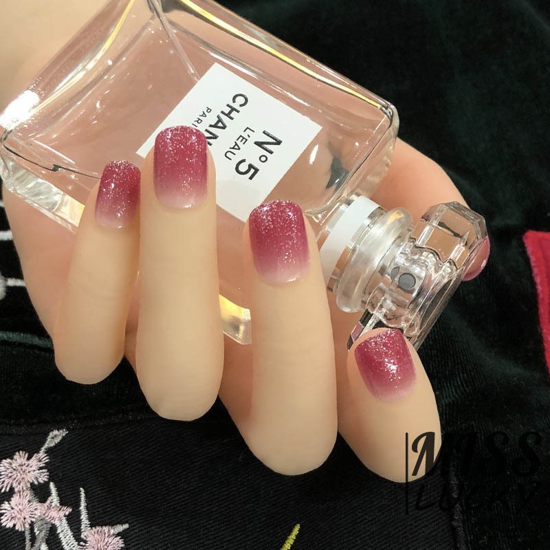 Set 24 Móng Tay Giả Màu Hồng Lấp Lánh