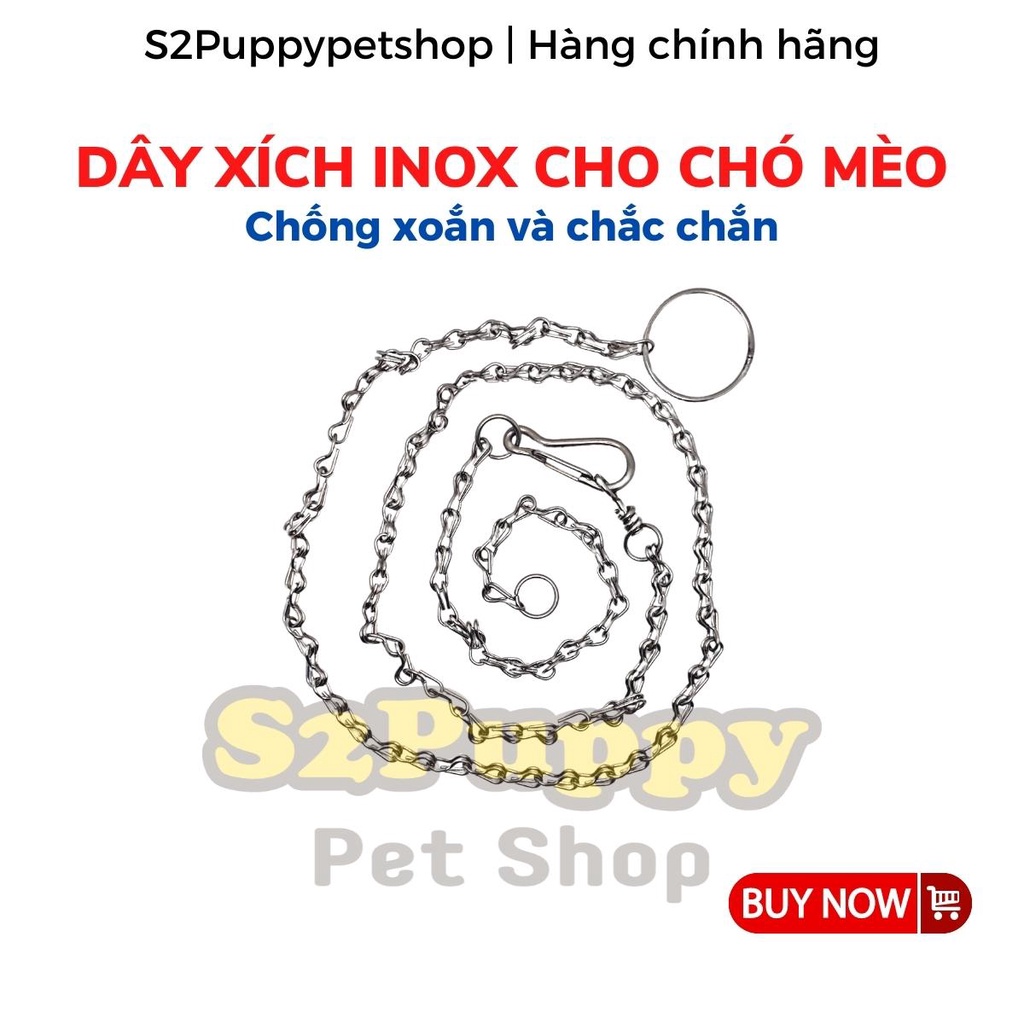 Dây xích inox cho Chó mèo không ghỉ chống xoắn - Xích chó mèo inox