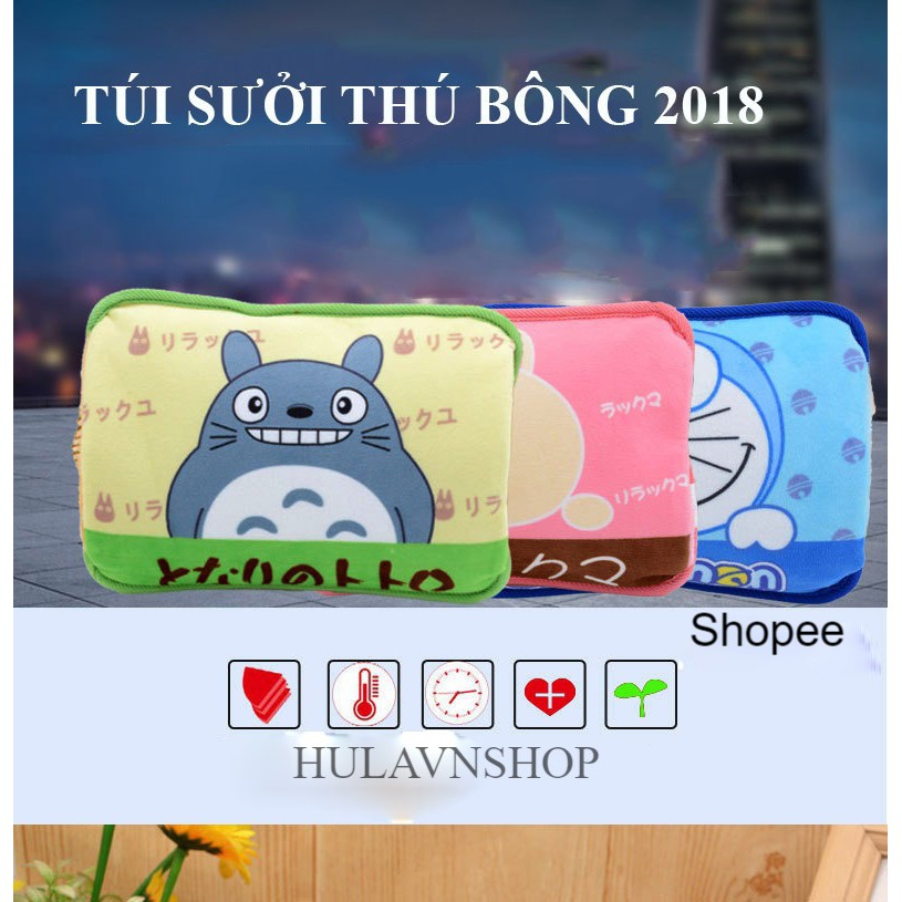 Túi chườm túi sưởi thú bông ấm áp doremon totoro kitty