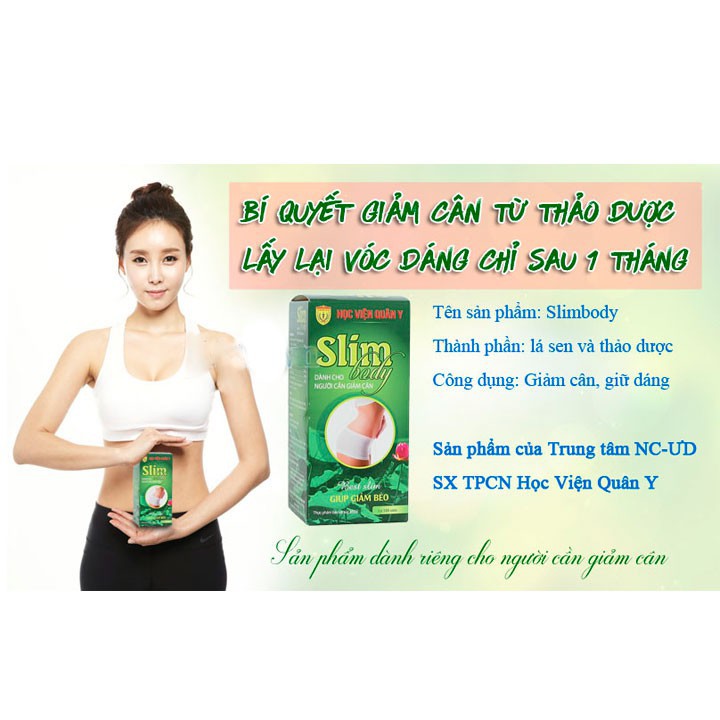 Viên giảm cân [ CHÍNH HÃNG ] Slim Body New Học viện quân y - giảm cân an toàn, thừa cân sau sinh, giảm mỡ máu