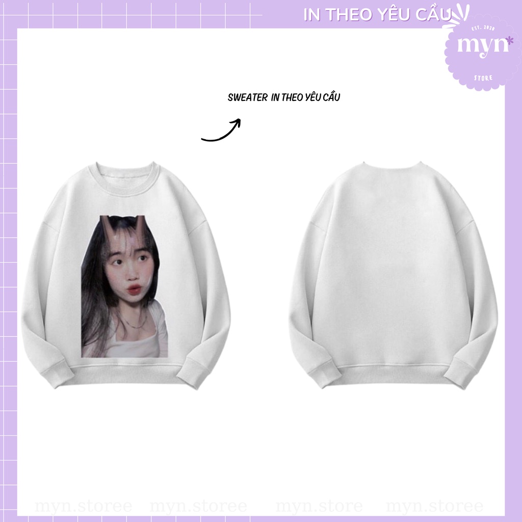 Áo Sweater Trắng In Hình Theo Yêu Cầu, Áo Sweater In Hình Cá Nhân