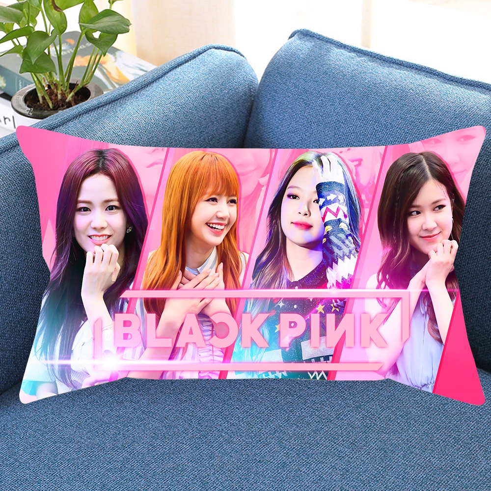 Vỏ Gối Chữ Nhật In Hình Nhóm Nhạc Blackpink Hàn Quốc Trang Trí Nhà Cửa