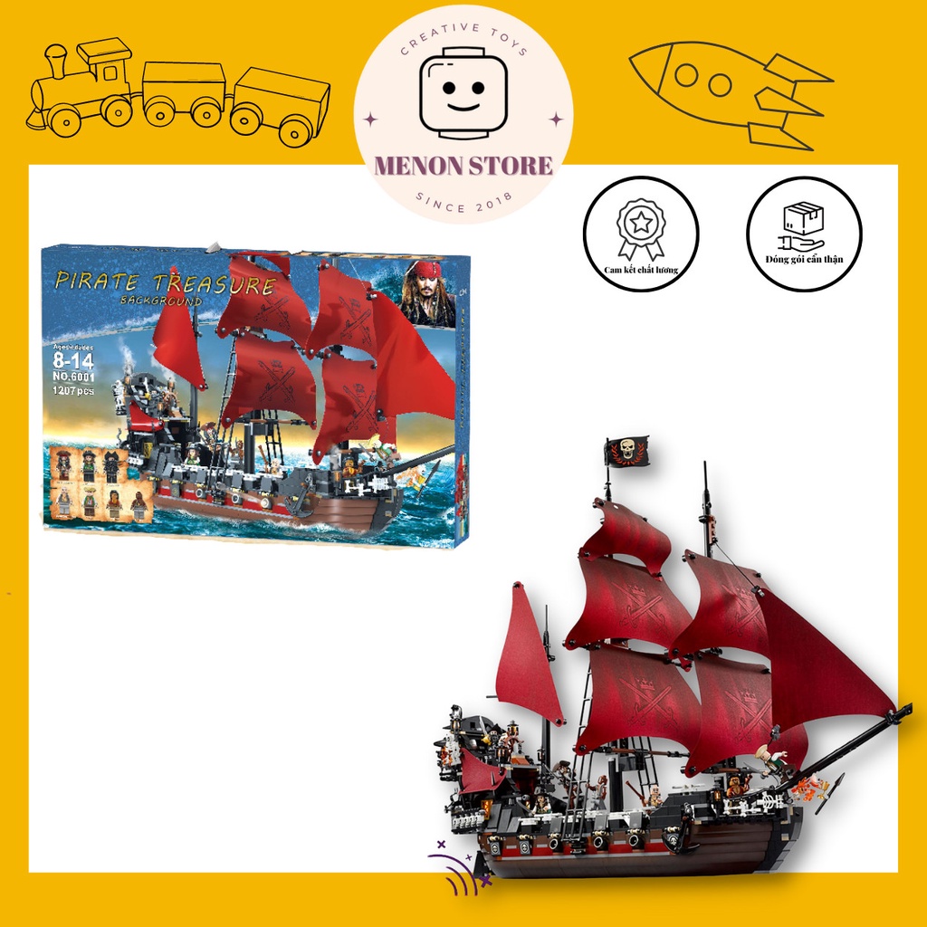 Đồ chơi lắp ráp 18015 6001 19021 16009 Mô hình Tàu Queen Anna đỏ - Xếp hình thông minh