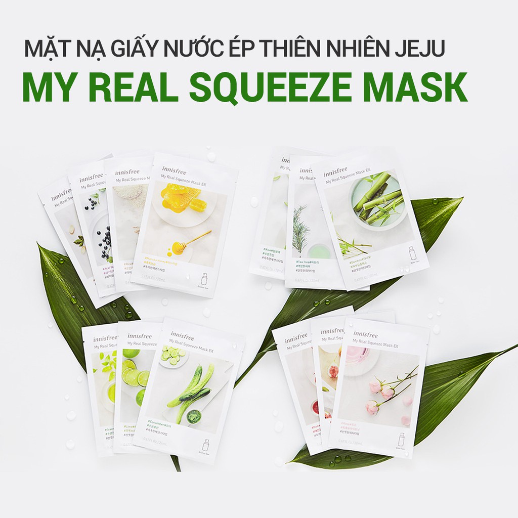 Bộ 13 mặt nạ giấy nước ép thiên nhiên Jeju innisfree My Real Squeeze Mask 20mL