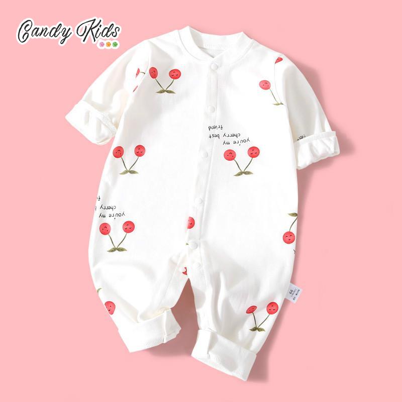 Jumpsuit Cotton Dài Tay, In Họa Tiết Hoạt Hình Cho Bé (0-2 Tuổi)